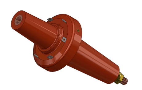 Power-industry insulating bushing workpiece for helium spray leak testing